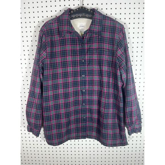 L.L Bean Sherpa lined flannel jacket size L - Picture 1 of 4